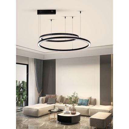 Immax NEO 07216L - LED Hämardatav lühter FINO LED/93W/230V 60/80cm must Tuya + kaugjuhtimispult