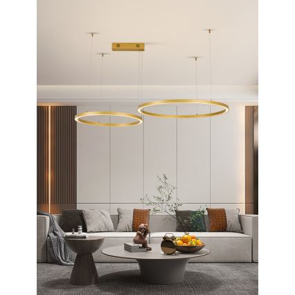 Immax NEO 07218L - LED Hämardatav lühter FINO LED/93W/230V 60/80cm kuldne Tuya + kaugjuhtimispult