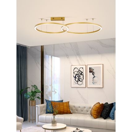 Immax NEO 07218L - LED Hämardatav lühter FINO LED/93W/230V 60/80cm kuldne Tuya + kaugjuhtimispult