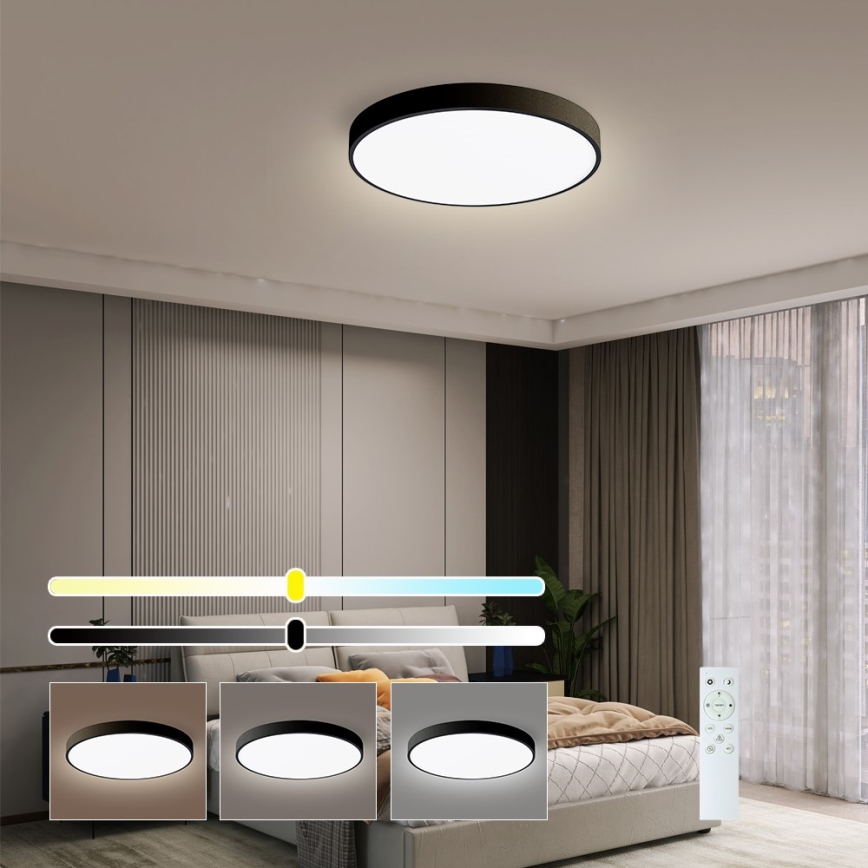 Immax NEO 07248L - LED Hämardatav laevalgusti NEO LITE SEMPLICI LED/36W/230V 3000-6000K Wi-Fi Tuya must + kaugjuhtimispult
