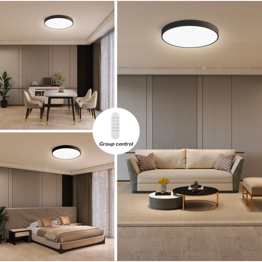 Immax NEO 07248L - LED Hämardatav laevalgusti NEO LITE SEMPLICI LED/36W/230V 3000-6000K Wi-Fi Tuya must + kaugjuhtimispult