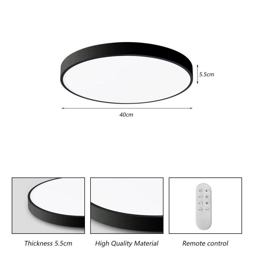 Immax NEO 07248L - LED Hämardatav laevalgusti NEO LITE SEMPLICI LED/36W/230V 3000-6000K Wi-Fi Tuya must + kaugjuhtimispult