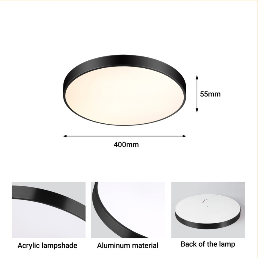 Immax NEO 07248L - LED Hämardatav laevalgusti NEO LITE SEMPLICI LED/36W/230V 3000-6000K Wi-Fi Tuya must + kaugjuhtimispult
