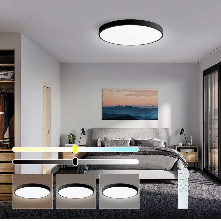 Immax NEO 07249L - LED Hämardatav laevalgusti NEO LITE SEMPLICI LED/48W/230V 3000-6000K Wi-Fi Tuya must + kaugjuhtimispult