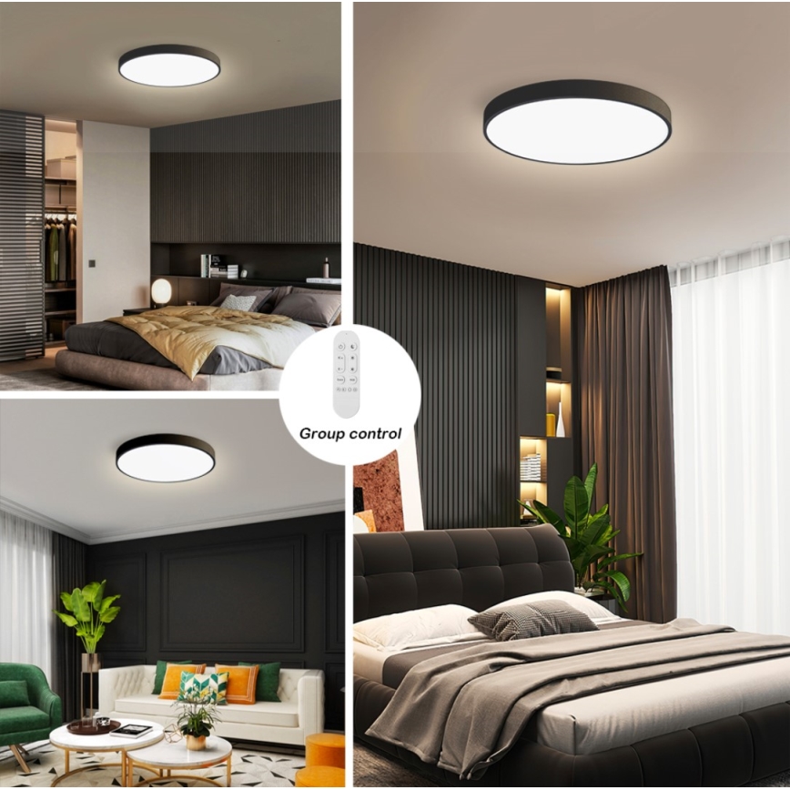Immax NEO 07249L - LED Hämardatav laevalgusti NEO LITE SEMPLICI LED/48W/230V 3000-6000K Wi-Fi Tuya must + kaugjuhtimispult