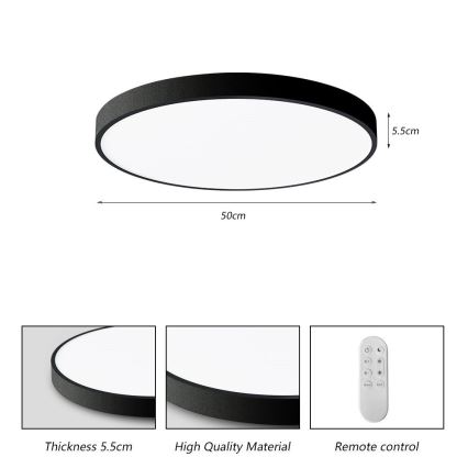 Immax NEO 07249L - LED Hämardatav laevalgusti NEO LITE SEMPLICI LED/48W/230V 3000-6000K Wi-Fi Tuya must + kaugjuhtimispult