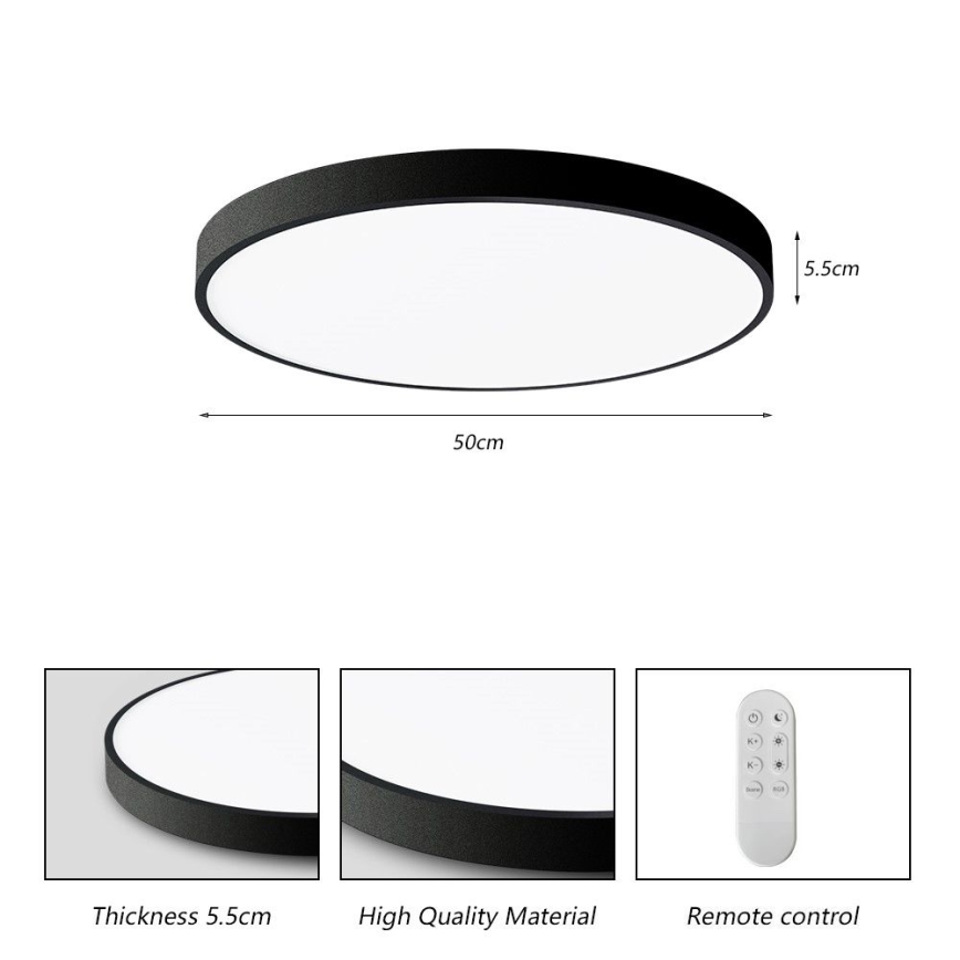Immax NEO 07249L - LED Hämardatav laevalgusti NEO LITE SEMPLICI LED/48W/230V 3000-6000K Wi-Fi Tuya must + kaugjuhtimispult