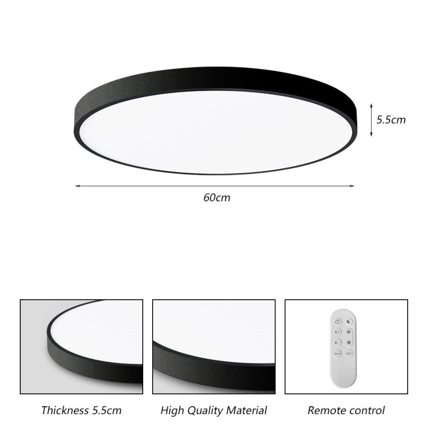 Immax NEO 07250L - LED Hämardatav laevalgusti NEO LITE SEMPLICI LED/60W/230V 3000-6000K Wi-Fi Tuya must + kaugjuhtimispult