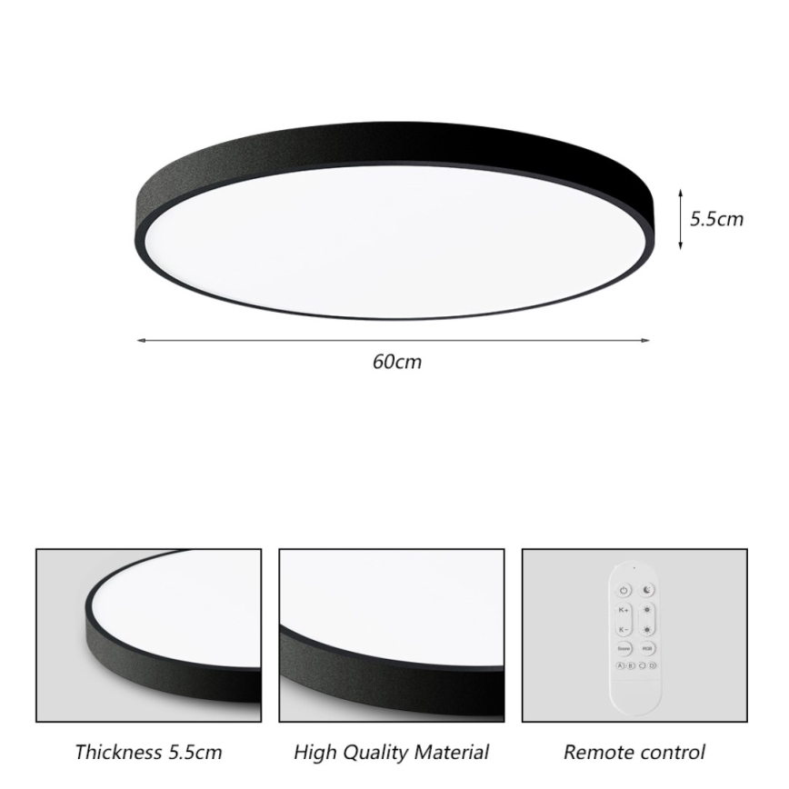 Immax NEO 07250L - LED Hämardatav laevalgusti NEO LITE SEMPLICI LED/60W/230V 3000-6000K Wi-Fi Tuya must + kaugjuhtimispult