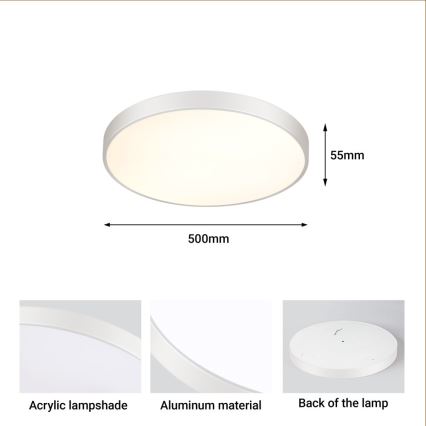 Immax NEO 07252L - LED Hämardatav laevalgusti NEO LITE SEMPLICI LED/48W/230V 3000-6000K Wi-Fi Tuya valge + kaugjuhtimispult