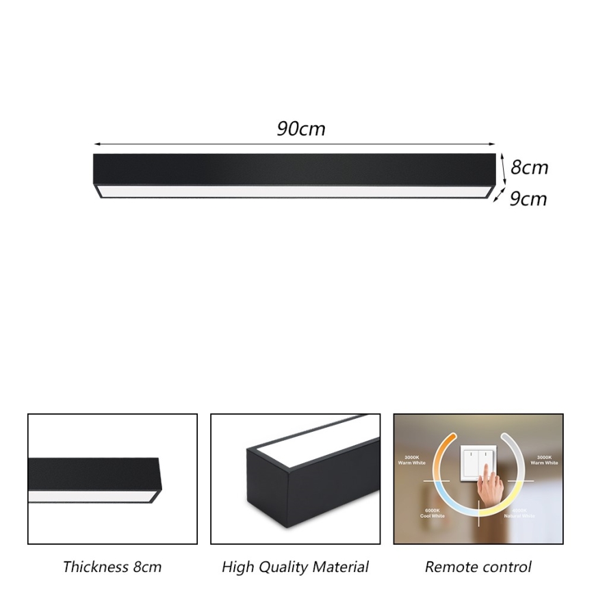Immax NEO 07255L - LED Hämardatav laevalgusti NEO LITE LUNGO LED/20W/230V 3000-6000K Wi-Fi Tuya must + kaugjuhtimispult