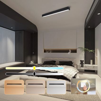 Immax NEO 07256L - LED Hämardatav laevalgusti NEO LITE LUNGO LED/38W/230V 3000-6000K Wi-Fi Tuya must + kaugjuhtimispult