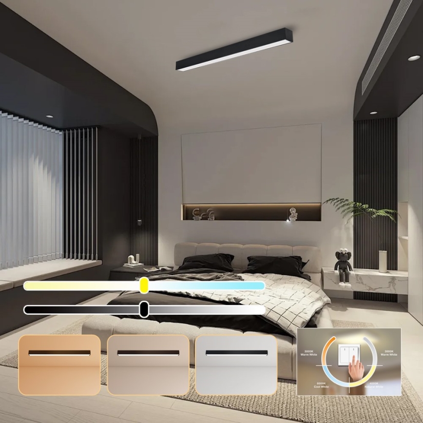 Immax NEO 07256L - LED Hämardatav laevalgusti NEO LITE LUNGO LED/38W/230V 3000-6000K Wi-Fi Tuya must + kaugjuhtimispult