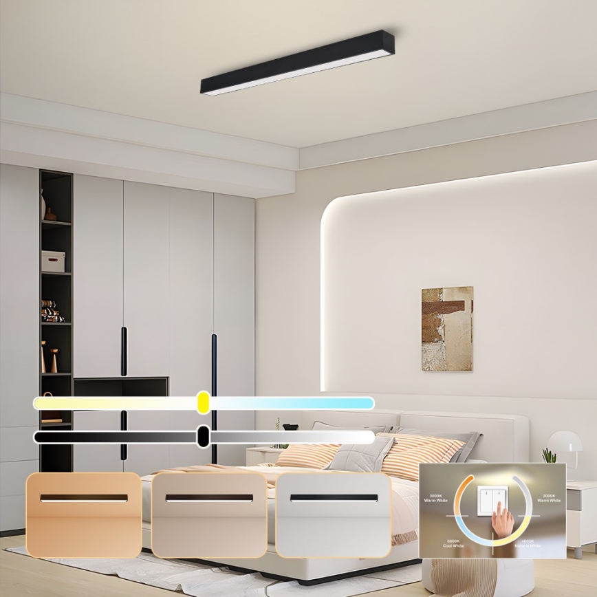 Immax NEO 07256L - LED Hämardatav laevalgusti NEO LITE LUNGO LED/38W/230V 3000-6000K Wi-Fi Tuya must + kaugjuhtimispult