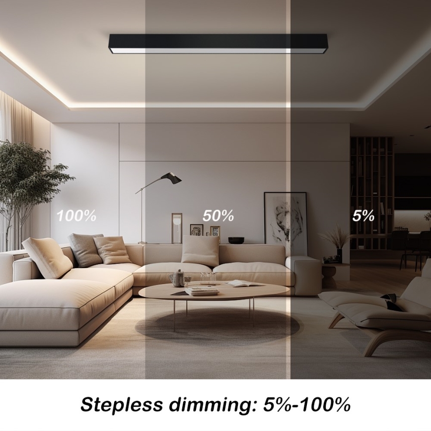 Immax NEO 07256L - LED Hämardatav laevalgusti NEO LITE LUNGO LED/38W/230V 3000-6000K Wi-Fi Tuya must + kaugjuhtimispult