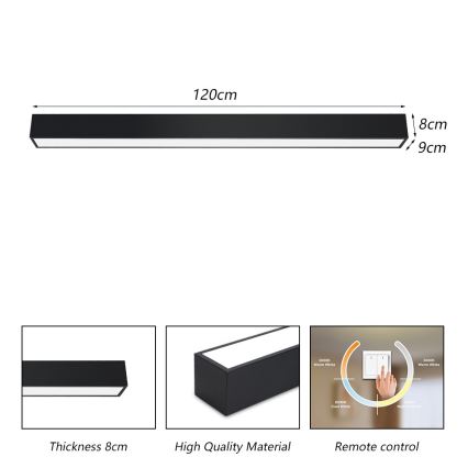 Immax NEO 07256L - LED Hämardatav laevalgusti NEO LITE LUNGO LED/38W/230V 3000-6000K Wi-Fi Tuya must + kaugjuhtimispult