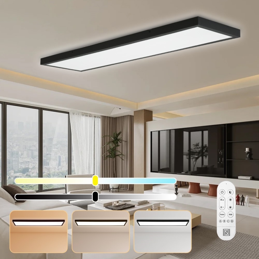 Immax NEO 07278L - LED Hämardatav laevalgusti vannituppa NEO LITE FRAME LED/50W/230V IP44 Wi-Fi Tuya + kaugjuhtimispult must