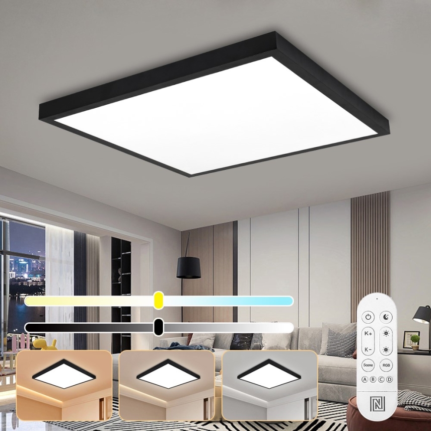 Immax NEO 07279L - LED Hämardatav laevalgusti vannituppa NEO LITE FRAME LED/50W/230V IP44 Wi-Fi Tuya + kaugjuhtimispult must