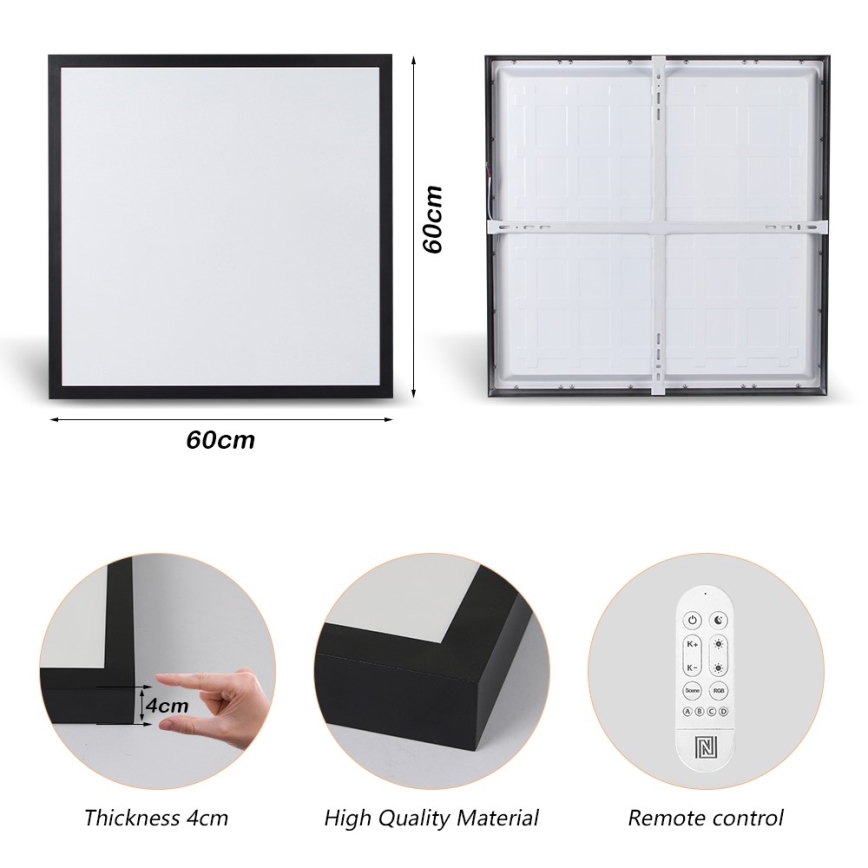 Immax NEO 07279L - LED Hämardatav laevalgusti vannituppa NEO LITE FRAME LED/50W/230V IP44 Wi-Fi Tuya + kaugjuhtimispult must