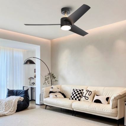 Immax NEO 07280L - LED Laeventilaator BEAUTY LED/18W/230V Wi-Fi Tuya must d. 132 cm + kaugjuhtimispult
