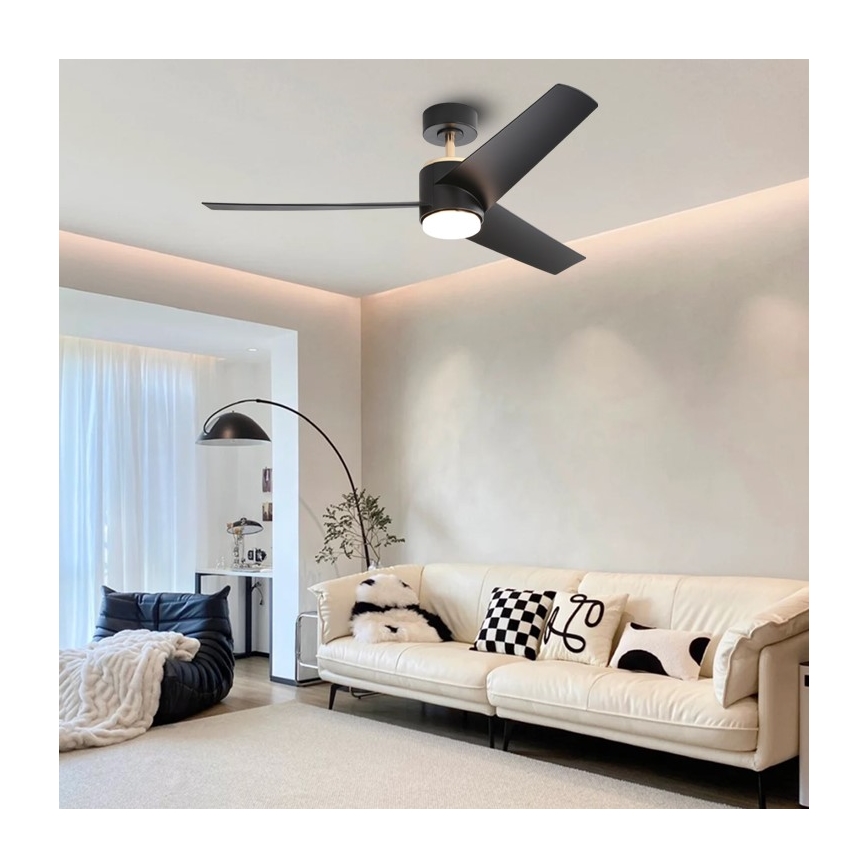 Immax NEO 07280L - LED Laeventilaator BEAUTY LED/18W/230V Wi-Fi Tuya must d. 132 cm + kaugjuhtimispult