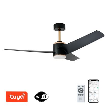 Immax NEO 07280L - LED Laeventilaator BEAUTY LED/18W/230V Wi-Fi Tuya must d. 132 cm + kaugjuhtimispult