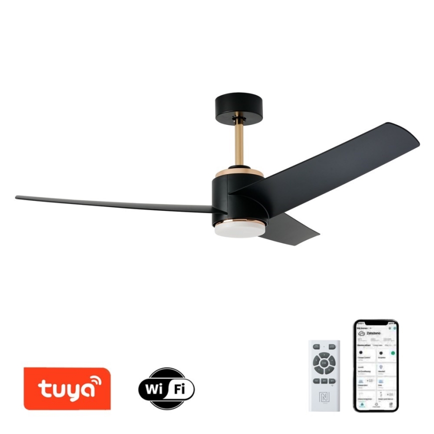 Immax NEO 07280L - LED Laeventilaator BEAUTY LED/18W/230V Wi-Fi Tuya must d. 132 cm + kaugjuhtimispult