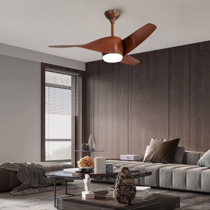 Immax NEO 07286L - LED Hämardatav laeventilaator WAVE LED/18W/230V Wi-Fi Tuya pruun + kaugjuhtimispult