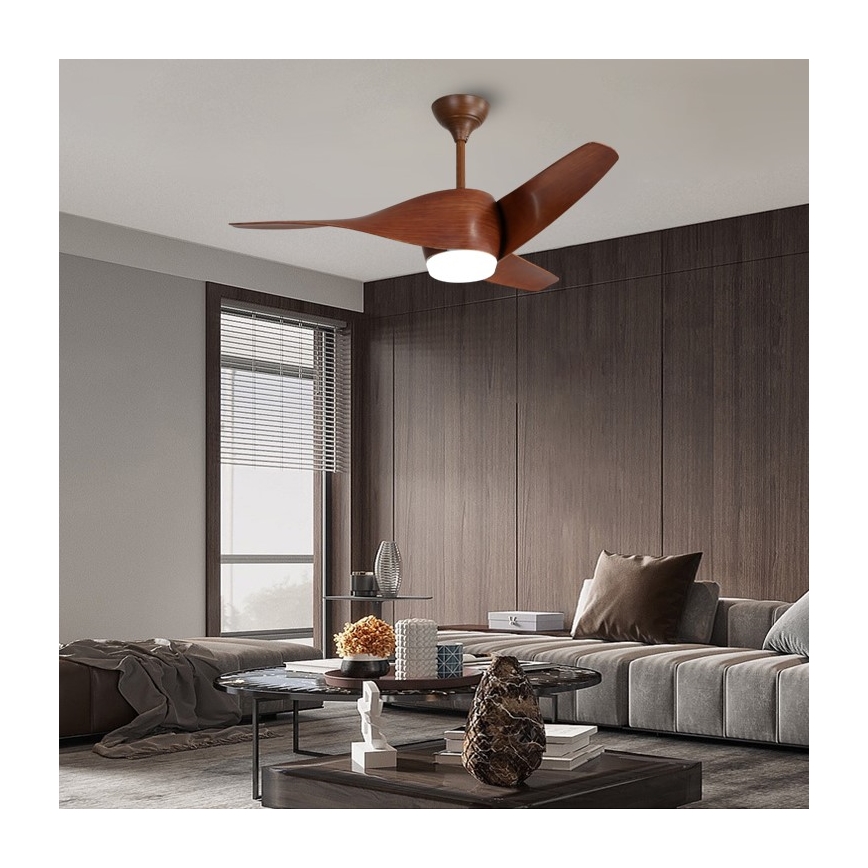 Immax NEO 07286L - LED Hämardatav laeventilaator WAVE LED/18W/230V Wi-Fi Tuya pruun + kaugjuhtimispult