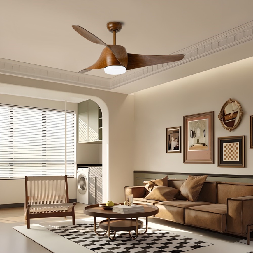 Immax NEO 07286L - LED Hämardatav laeventilaator WAVE LED/18W/230V Wi-Fi Tuya pruun + kaugjuhtimispult