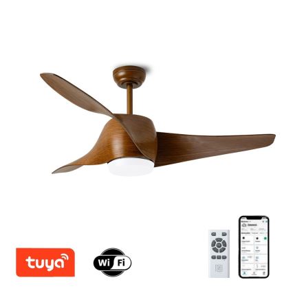 Immax NEO 07286L - LED Hämardatav laeventilaator WAVE LED/18W/230V Wi-Fi Tuya pruun + kaugjuhtimispult