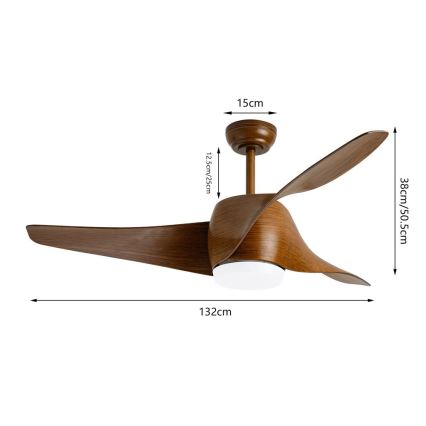 Immax NEO 07286L - LED Hämardatav laeventilaator WAVE LED/18W/230V Wi-Fi Tuya pruun + kaugjuhtimispult