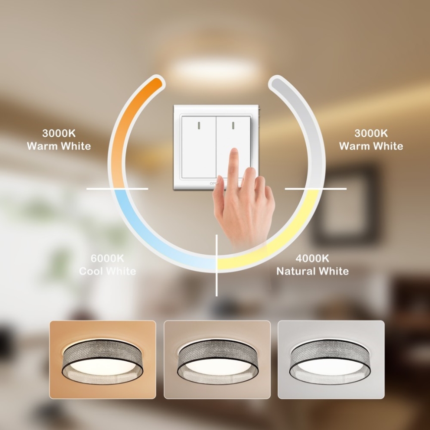 Immax NEO 07287L - LED+CCT Hämardatav laevalgusti LONA LED/36W/230V 3000-6000K Wi-Fi Tuya, läbimõõt 45,5 cm + kaugjuhtimispult