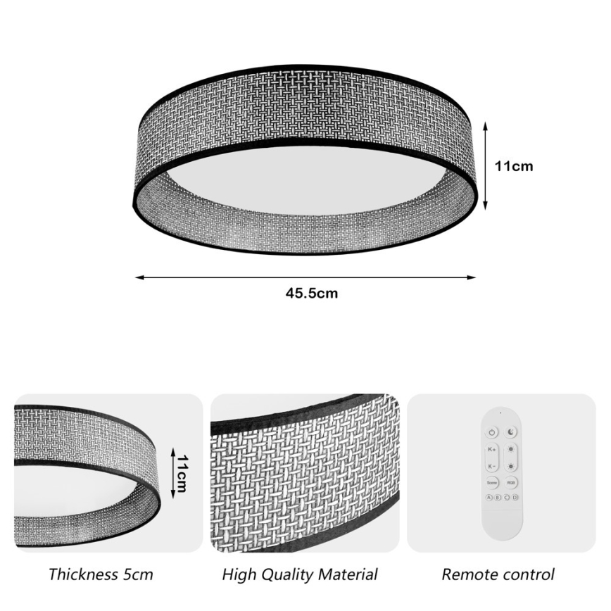 Immax NEO 07287L - LED+CCT Hämardatav laevalgusti LONA LED/36W/230V 3000-6000K Wi-Fi Tuya, läbimõõt 45,5 cm + kaugjuhtimispult