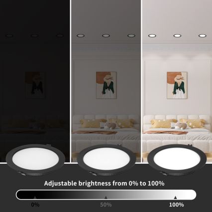 Immax NEO 07294L - LED hämardatav süvistatav laevalgusti DOWN LED/12W/230V Wi-Fi Tuya läbimõõt 12 cm must