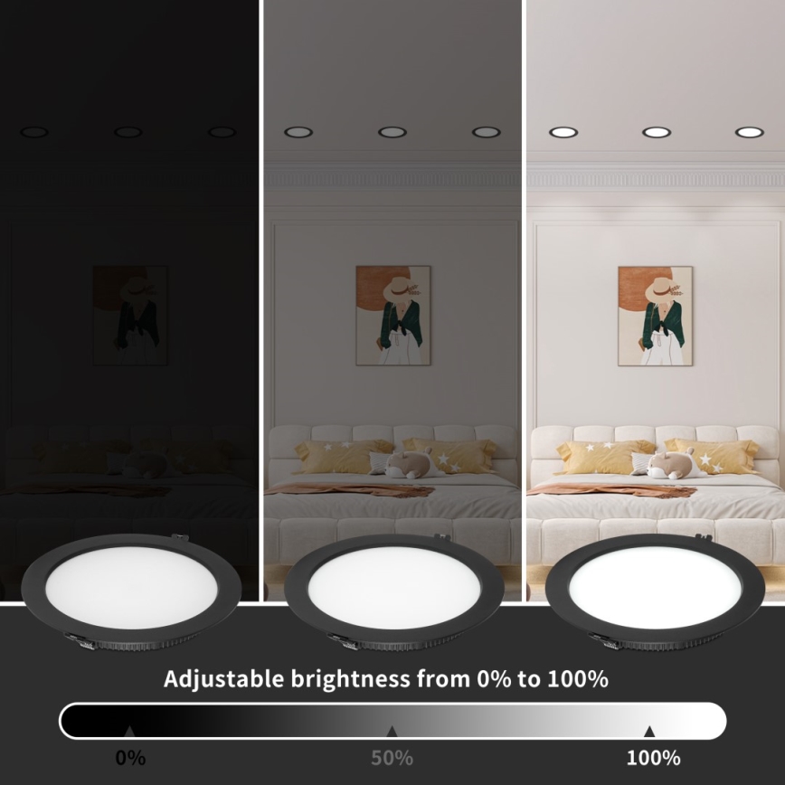 Immax NEO 07294L - LED-hämardatav süvistatav laevalgusti DOWN LED/36W/230V Wi‑Fi Tuya läbimõõt 23 cm must