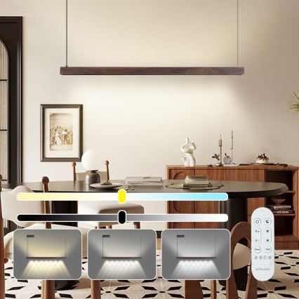 Immax NEO 07300L - MADEIRA LED hämardatav ripplühter kaablil LED/26W/230V Wi‑Fi Tuya 122 cm pähkel + kaugjuhtimispult