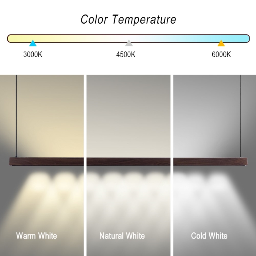 Immax NEO 07300L - MADEIRA LED hämardatav ripplühter kaablil LED/26W/230V Wi‑Fi Tuya 122 cm pähkel + kaugjuhtimispult
