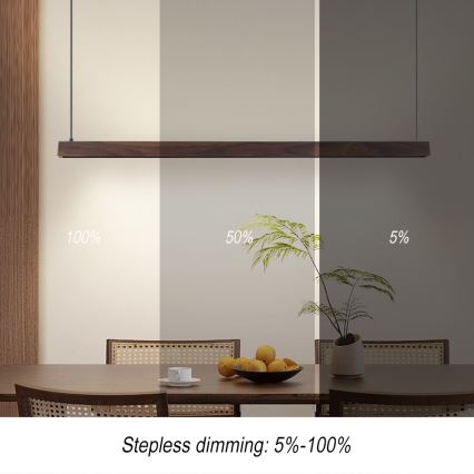 Immax NEO 07300L - MADEIRA LED hämardatav ripplühter kaablil LED/26W/230V Wi‑Fi Tuya 122 cm pähkel + kaugjuhtimispult