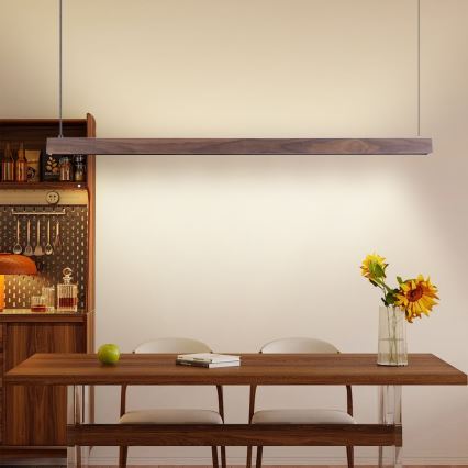 Immax NEO 07300L - MADEIRA LED hämardatav ripplühter kaablil LED/26W/230V Wi‑Fi Tuya 122 cm pähkel + kaugjuhtimispult