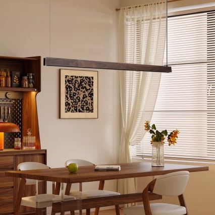 Immax NEO 07300L - MADEIRA LED hämardatav ripplühter kaablil LED/26W/230V Wi‑Fi Tuya 122 cm pähkel + kaugjuhtimispult