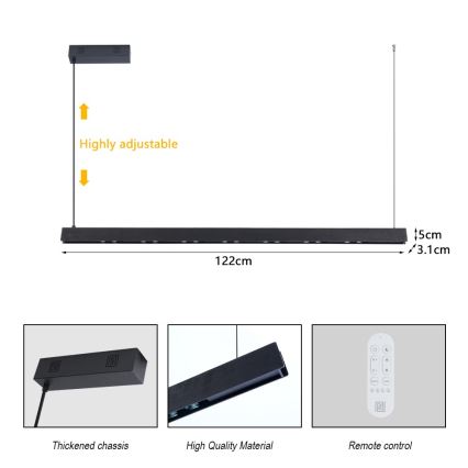 Immax NEO 07300L - MADEIRA LED hämardatav ripplühter kaablil LED/26W/230V Wi‑Fi Tuya 122 cm pähkel + kaugjuhtimispult
