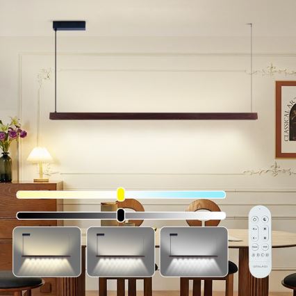 Immax NEO 07301L - Hämardatav LED-rippvalgusti kaablil MADEIRA LED/33W/230V Wi-Fi Tuya 152 cm pähkel + kaugjuhtimispult