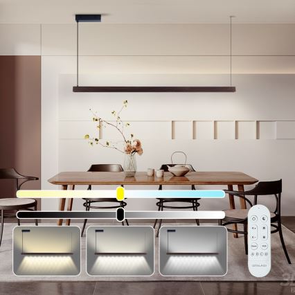 Immax NEO 07302L - LED hämardatav ripplamp kaablil MADEIRA LED/44W/230V Wi-Fi Tuya 202 cm pähkel + kaugjuhtimispult