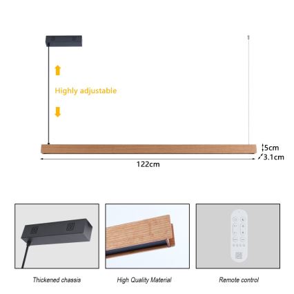 Immax NEO 07303L - hämardatav LED-rippvalgusti riputustrossil MADEIRA LED/26W/230V Wi‑Fi Tuya 122 cm tamm + kaugjuhtimispult