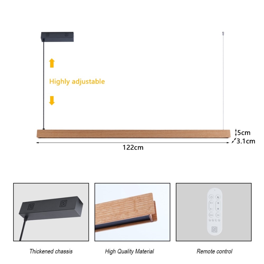 Immax NEO 07303L - hämardatav LED-rippvalgusti riputustrossil MADEIRA LED/26W/230V Wi‑Fi Tuya 122 cm tamm + kaugjuhtimispult
