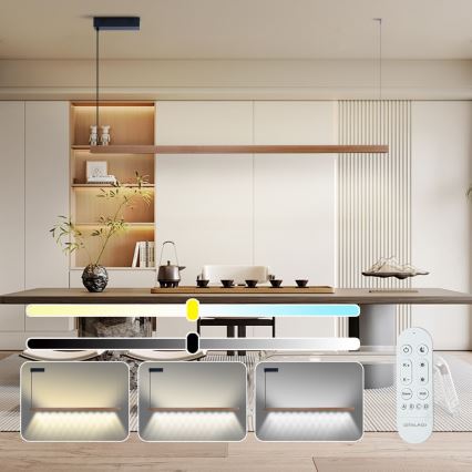 Immax NEO 07305L - hämaratav LED-ripplamp kaablil MADEIRA LED/44W/230V Wi-Fi Tuya 202 cm tamm + kaugjuhtimispult