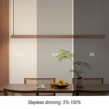 Immax NEO 07305L - hämaratav LED-ripplamp kaablil MADEIRA LED/44W/230V Wi-Fi Tuya 202 cm tamm + kaugjuhtimispult