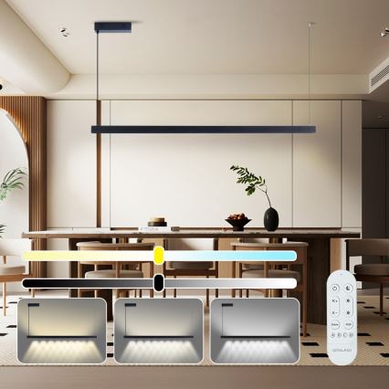 Immax NEO 07307L - LED hämardatav rippvalgusti kaabliga MADEIRA LED/33W/230V Wi-Fi Tuya 152 cm must + kaugjuhtimispult