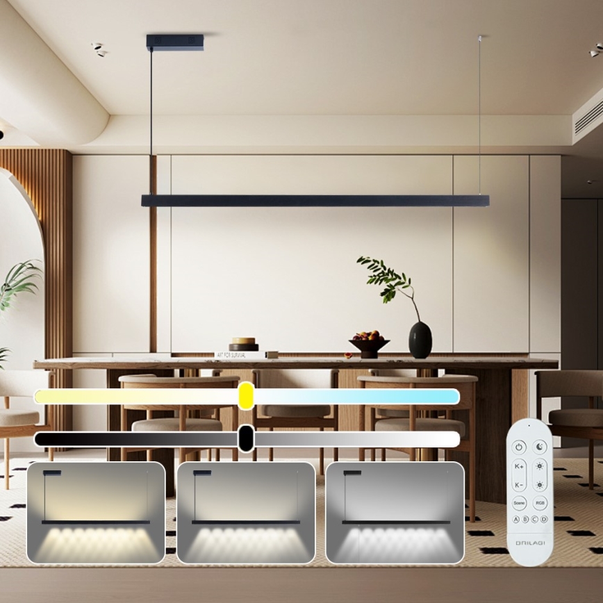 Immax NEO 07307L - LED hämardatav rippvalgusti kaabliga MADEIRA LED/33W/230V Wi-Fi Tuya 152 cm must + kaugjuhtimispult